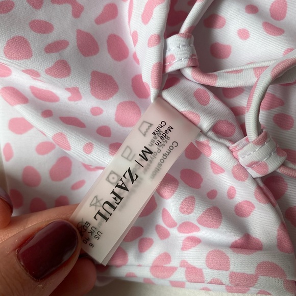 Zaful Pink Cow Print Bikini - Picture 3 of 5